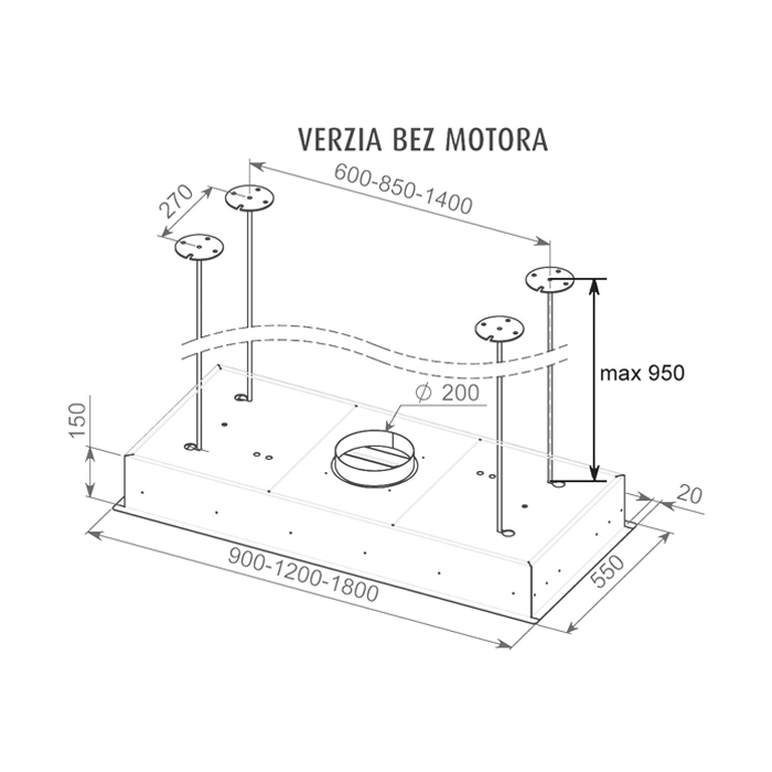 INTEGRATA SOFFITTO kty so zvesnmi tyami bez motora